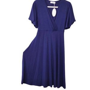 COOLMEE dark blue flutter sleeve maternity dress size M